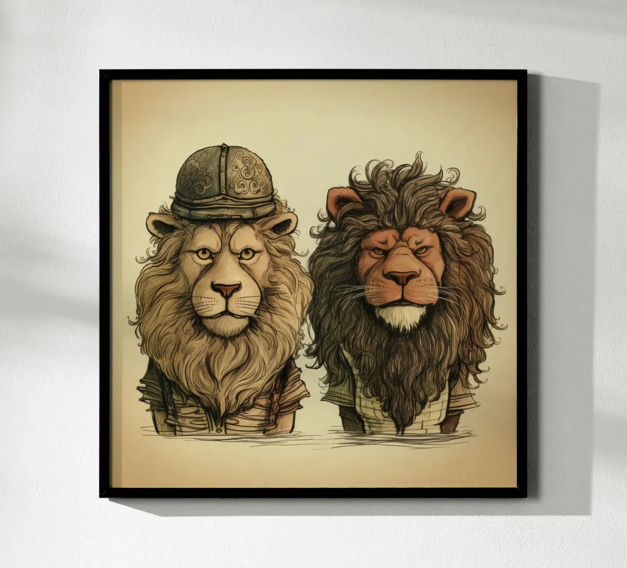Duo di leoni retrò poster da Funny Animals