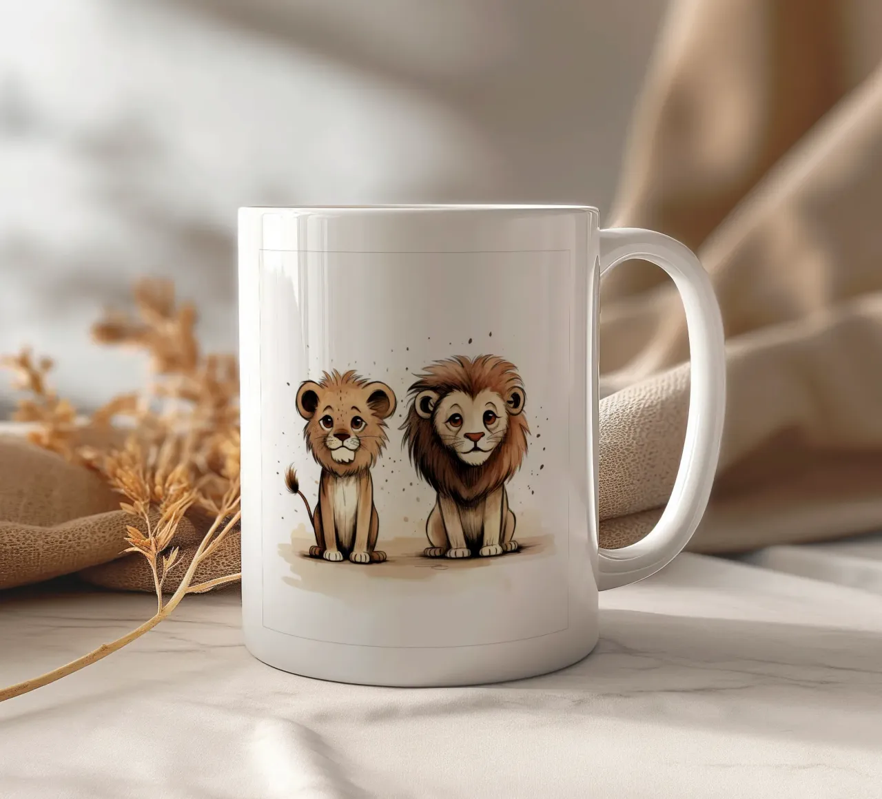 Duo di leoni retrò tazza in ceramica da Funny Animals
