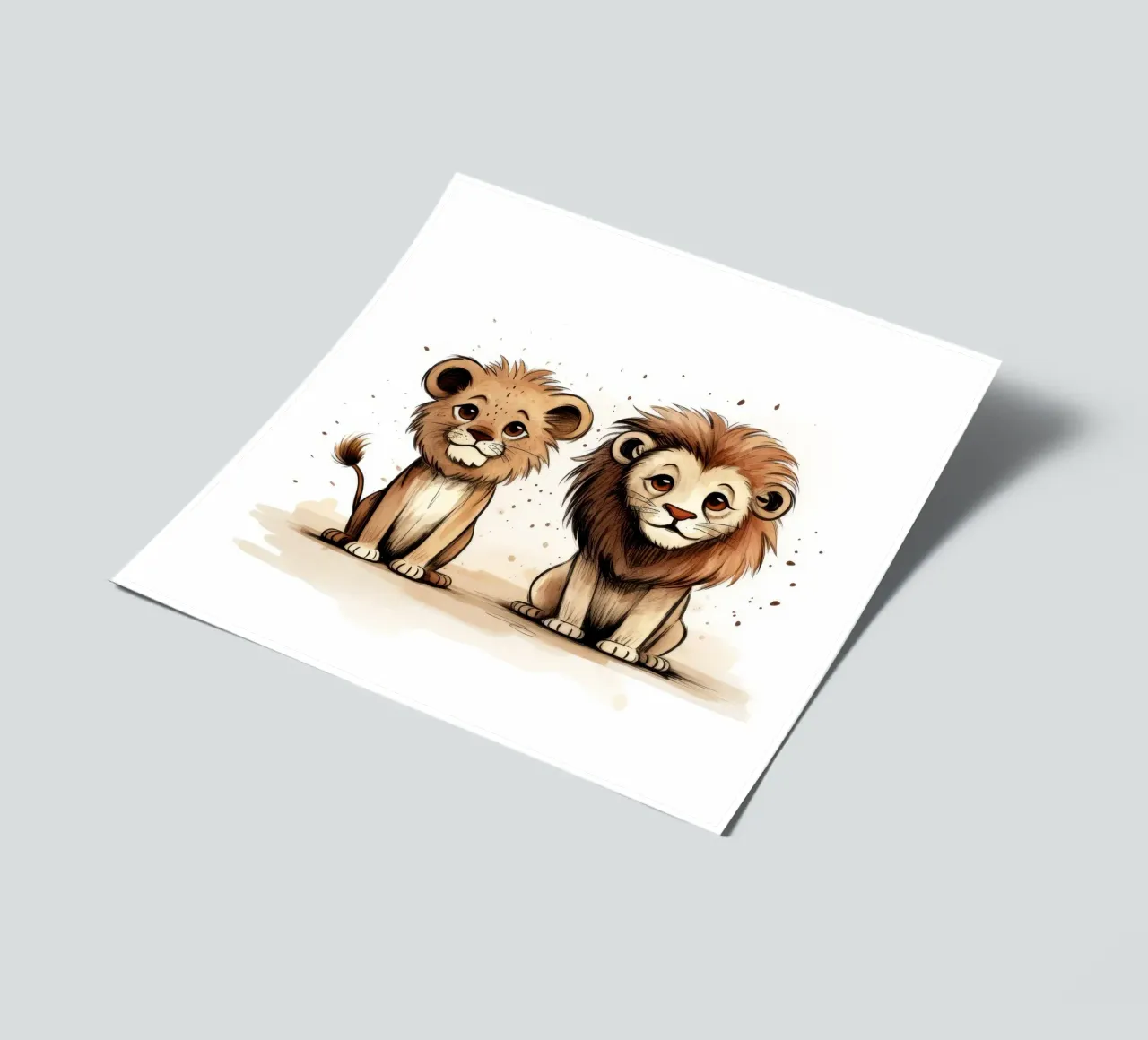 Duo di leoni retrò foglio adesivo da Funny Animals