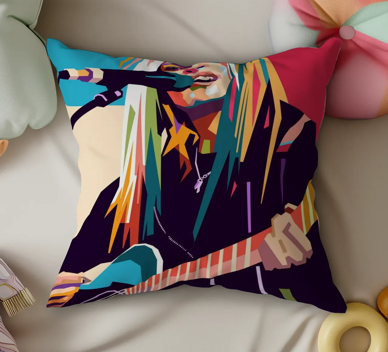 Avril Lavigne pop art cuscino da Hantamrata