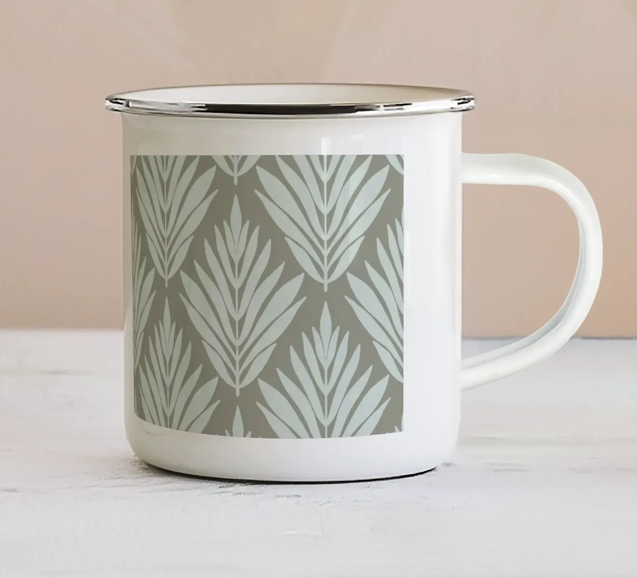 Foglia monocromatica tazza in smalto da Wackapacka