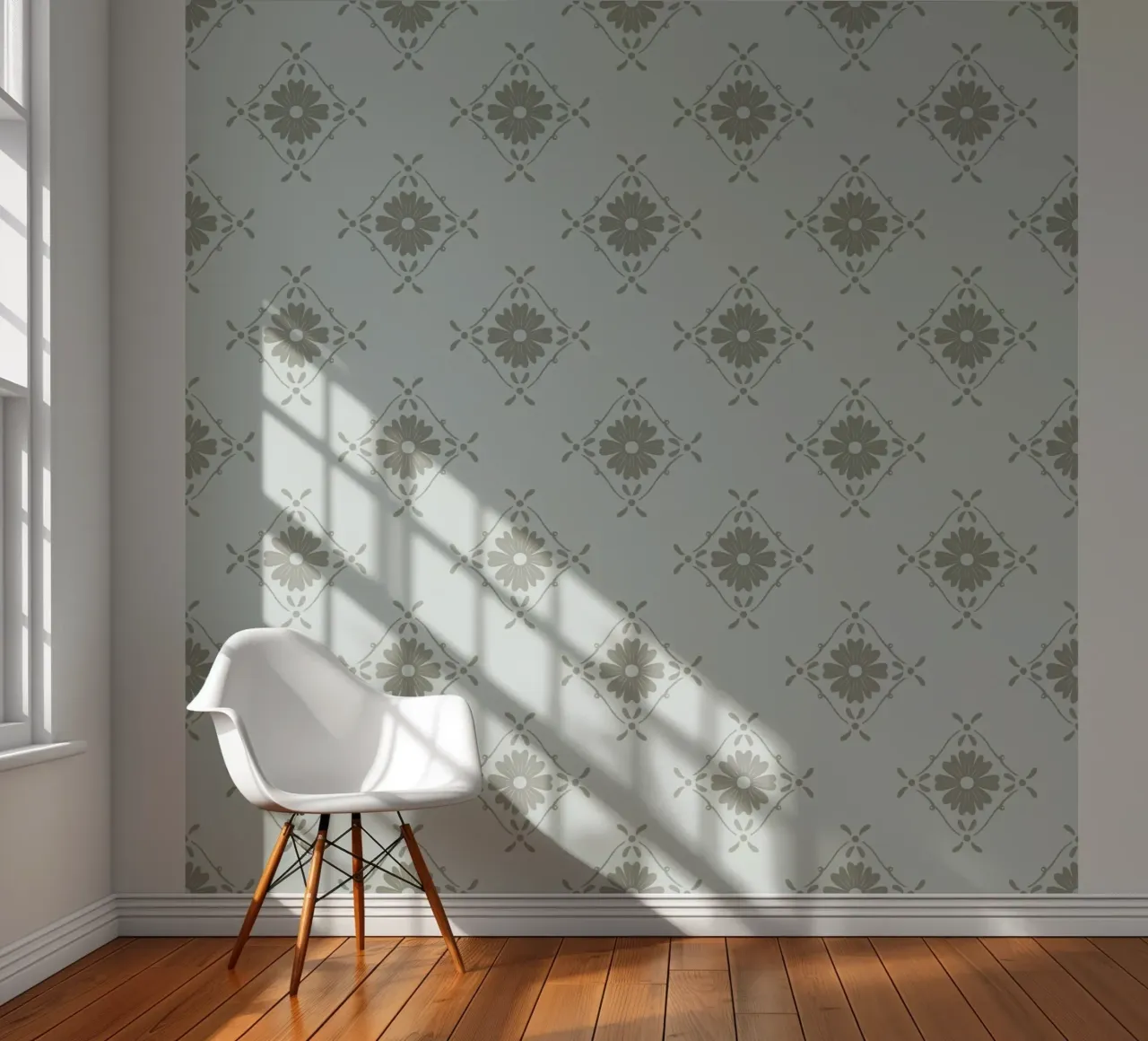 Monochrome floral tiles photo wallpaper by Wackapacka