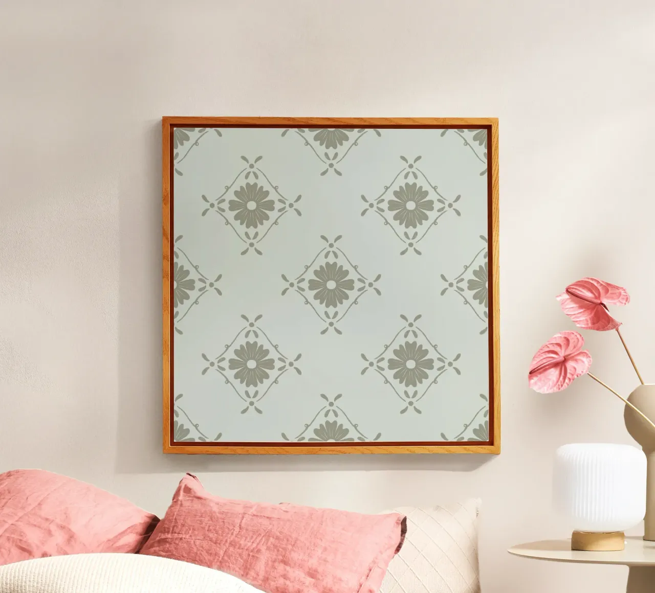 Monochrome floral tiles acrylic glass by Wackapacka