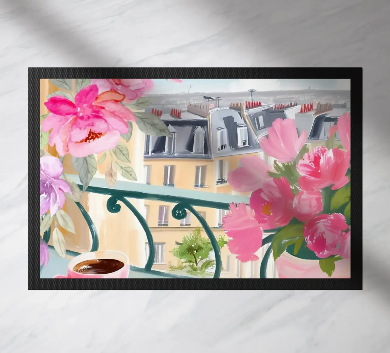 Caffè francese e croissant, stampa sulla colazione, arte in cucina zerbino da Bella Studio