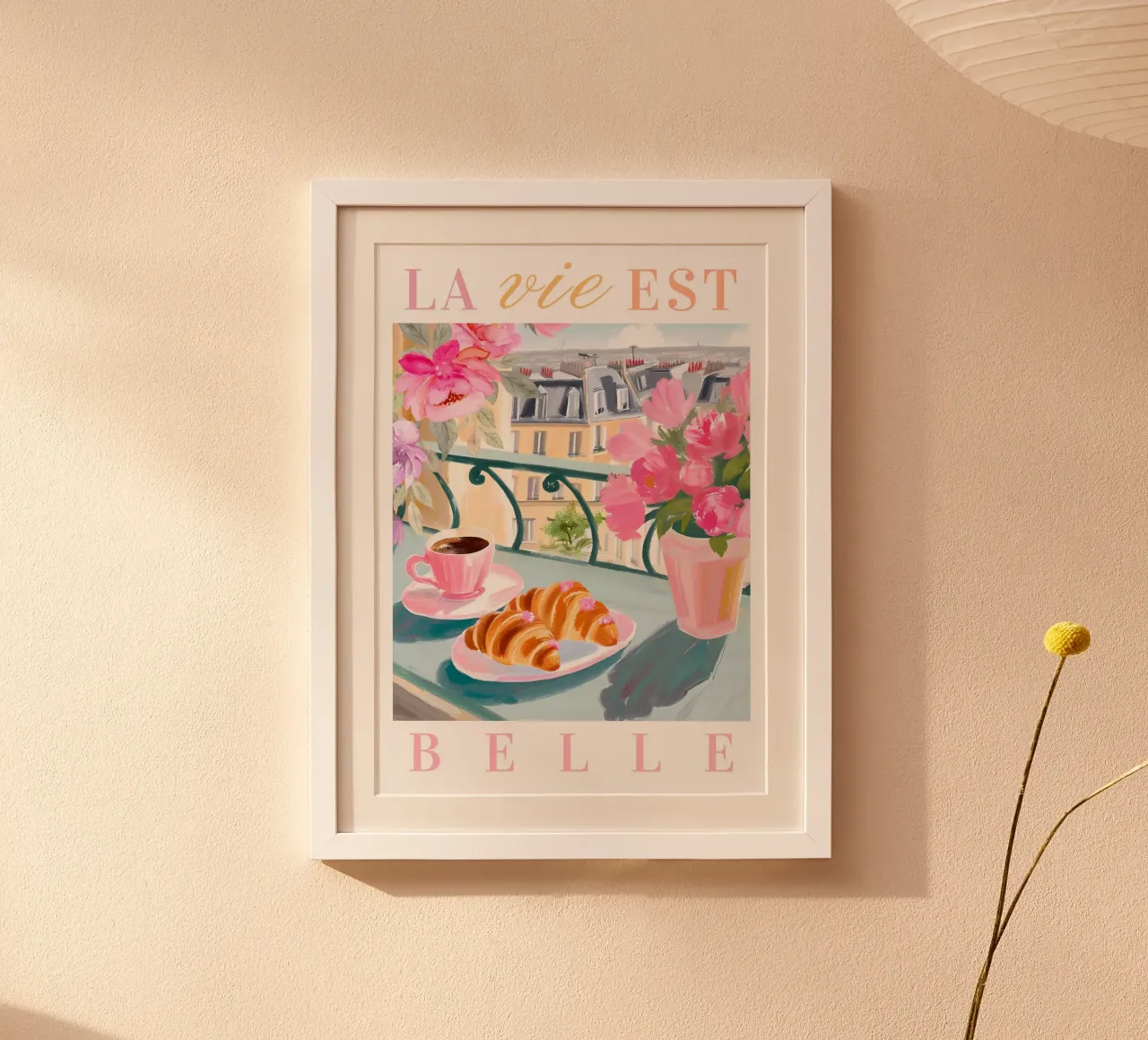 Caffè francese e croissant, stampa sulla colazione, arte in cucina carta hahnemühle da Bella Studio