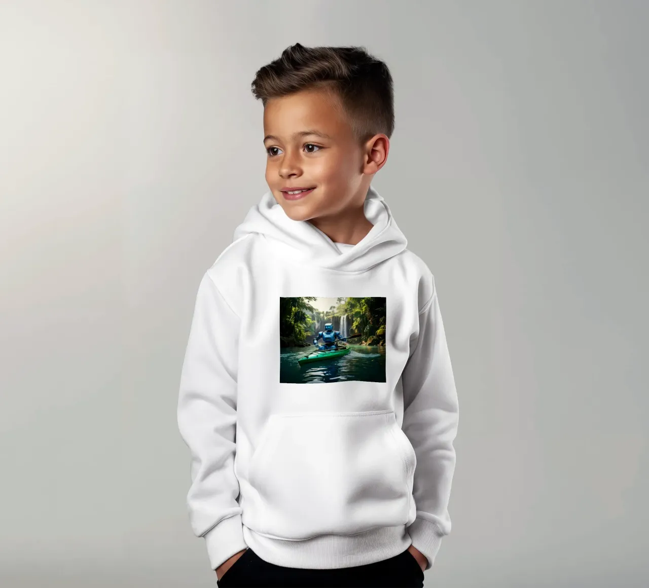 ROBOT EN CANOE. felpa bambino con cappuccio da Thierry vobmann photography