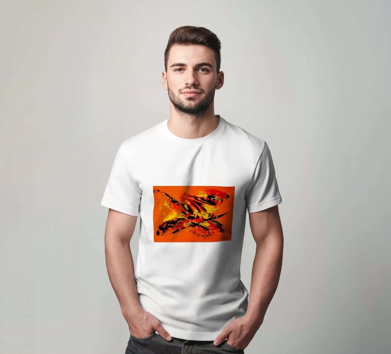 MESSAGE FROM THE HEART 11 t-shirt da Thierry Vobmann Abstract painting