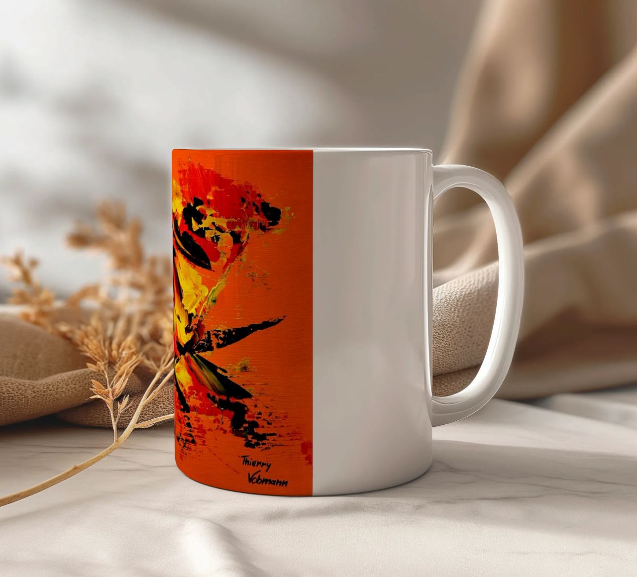 MESSAGE FROM THE HEART 11 tazza in ceramica da Thierry Vobmann Abstract painting