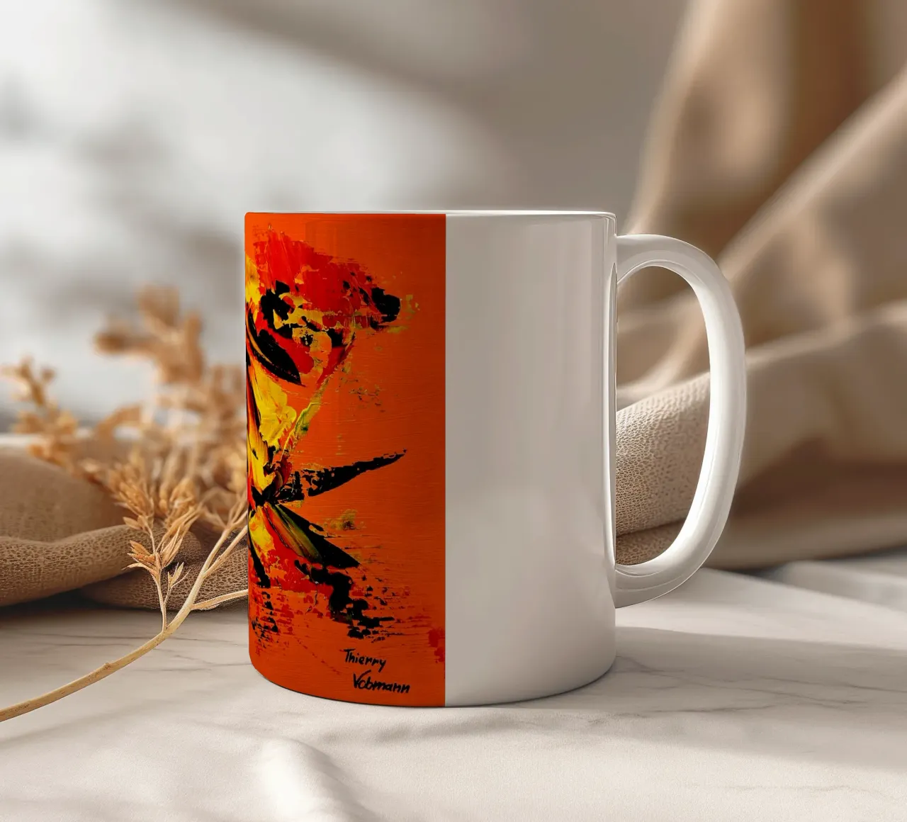 MESSAGE FROM THE HEART 11 tazza in ceramica da Thierry Vobmann Abstract painting