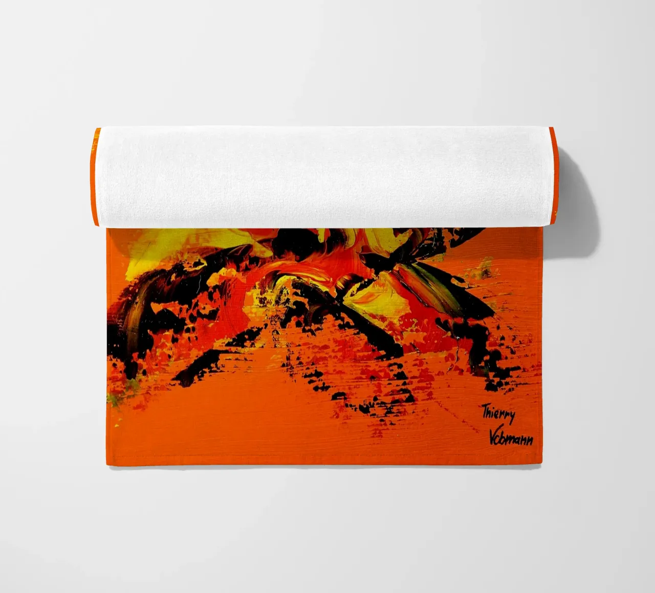 MESSAGE FROM THE HEART 11 beach towel by Thierry Vobmann Abstract painting