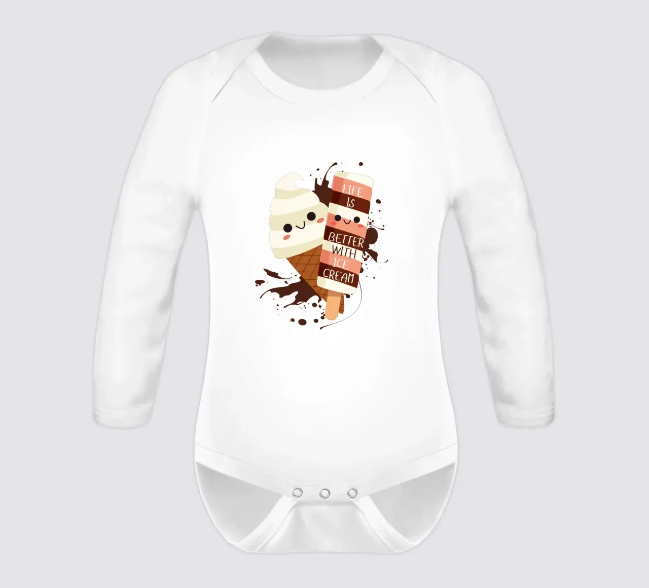 LIFE IS BETTER WITH ICE CREAM long-sleeve baby romper by ArtDesign by KBK