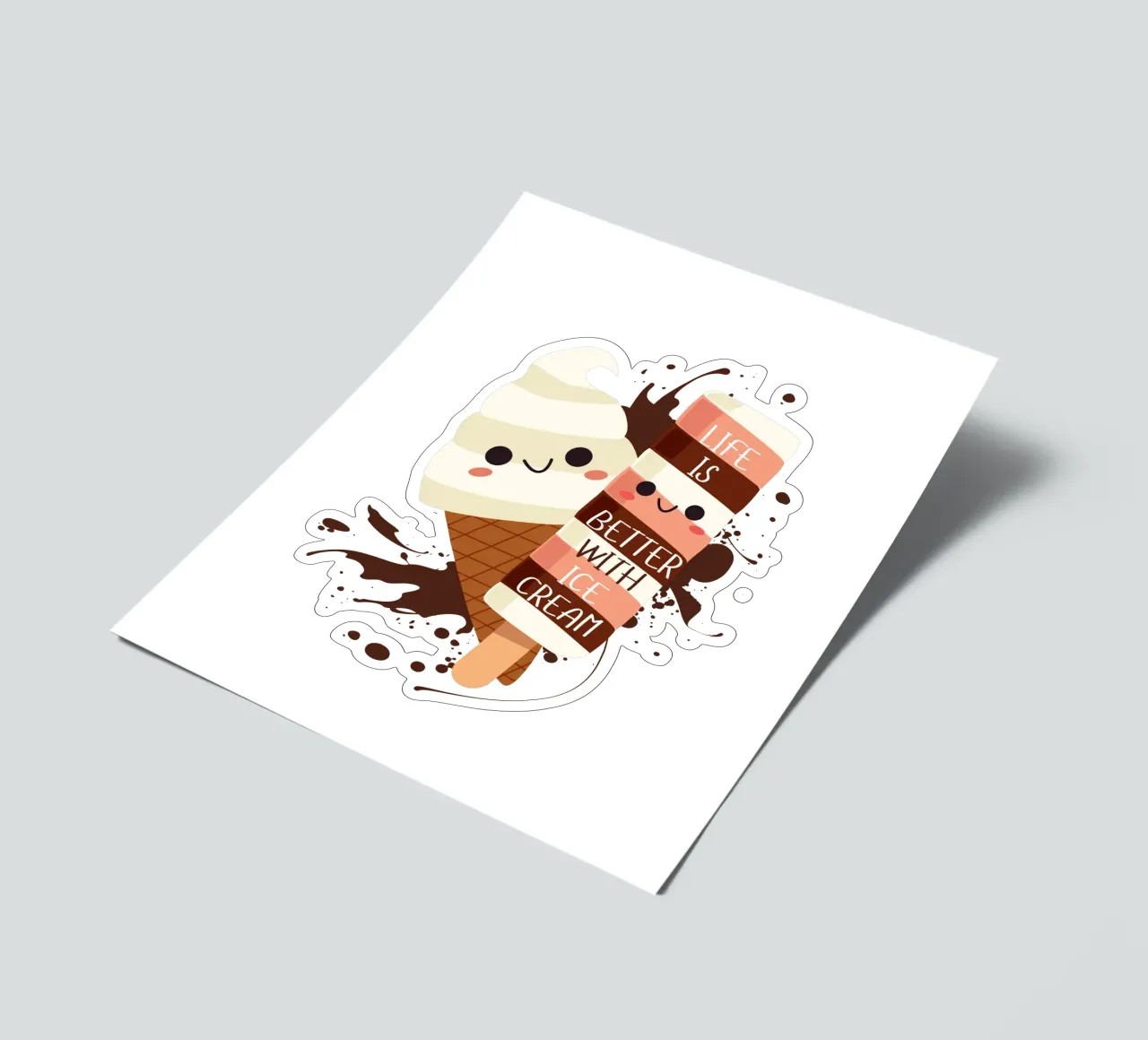DAS LEBEN IST BESSER MIT EISCREME Stickerbogen von ArtDesign by KBK