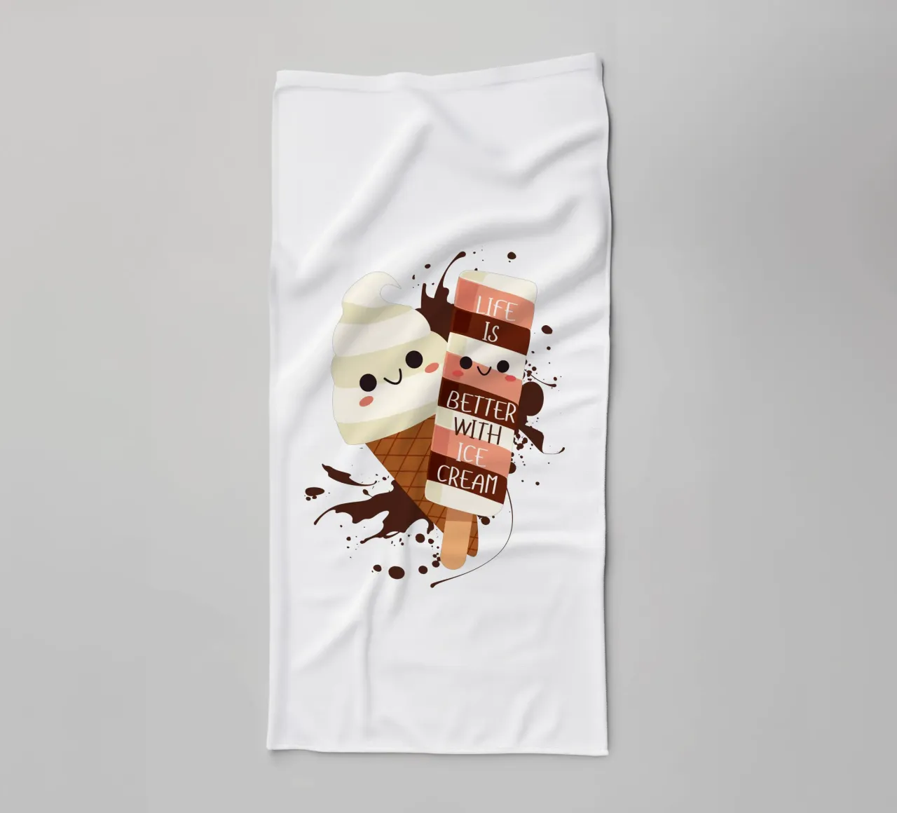LIFE IS BETTER WITH ICE CREAM towel by ArtDesign by KBK