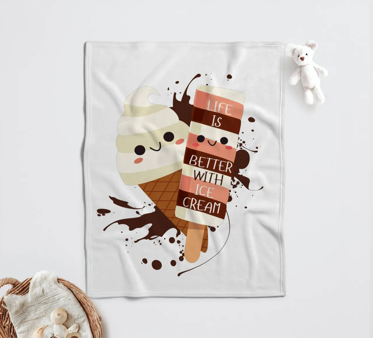 LA VIE EST MEILLEURE AVEC DE LA GLACE plaid polaire de ArtDesign by KBK