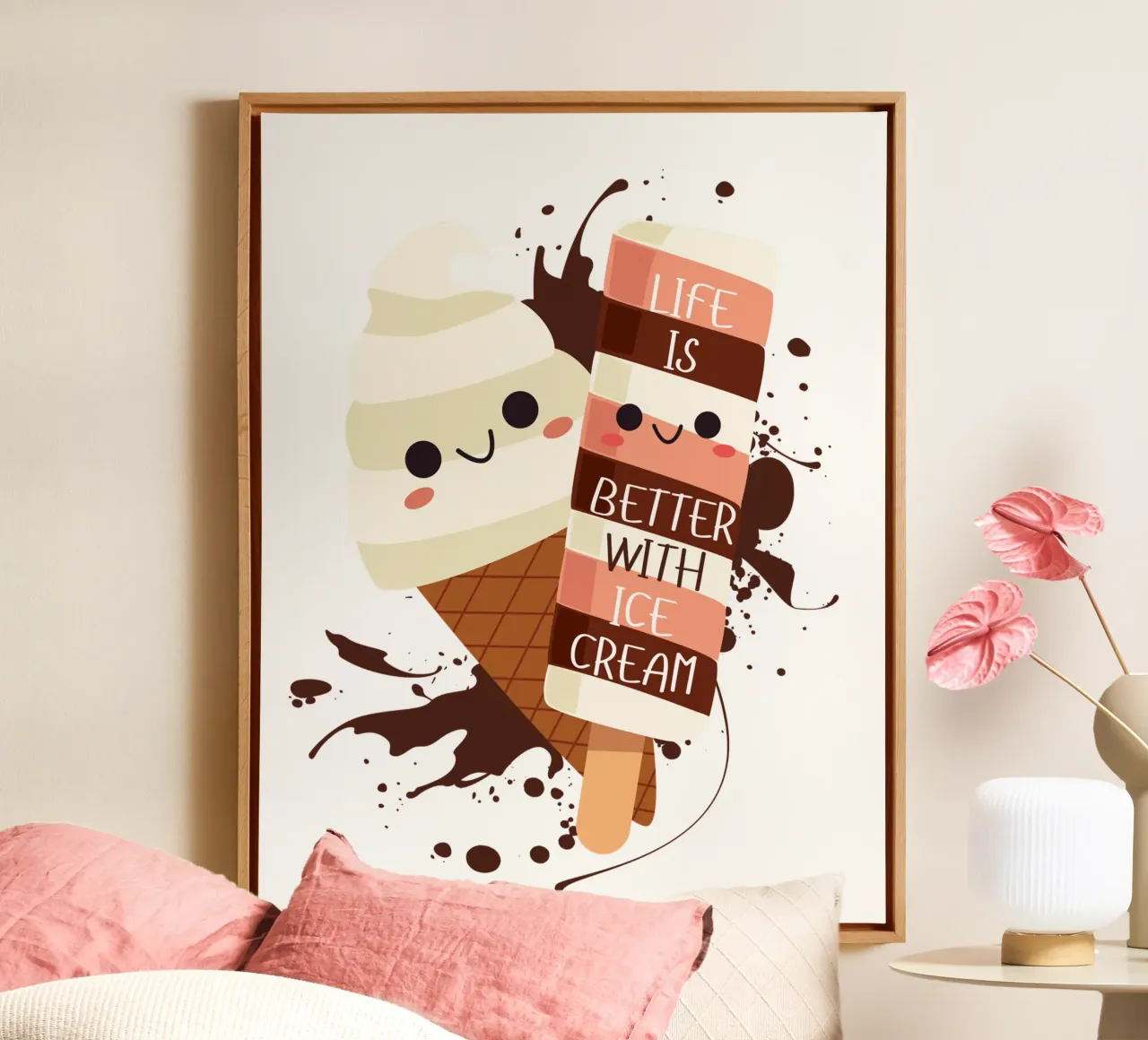 LIFE IS BETTER WITH ICE CREAM canvas with Floater frame by ArtDesign by KBK