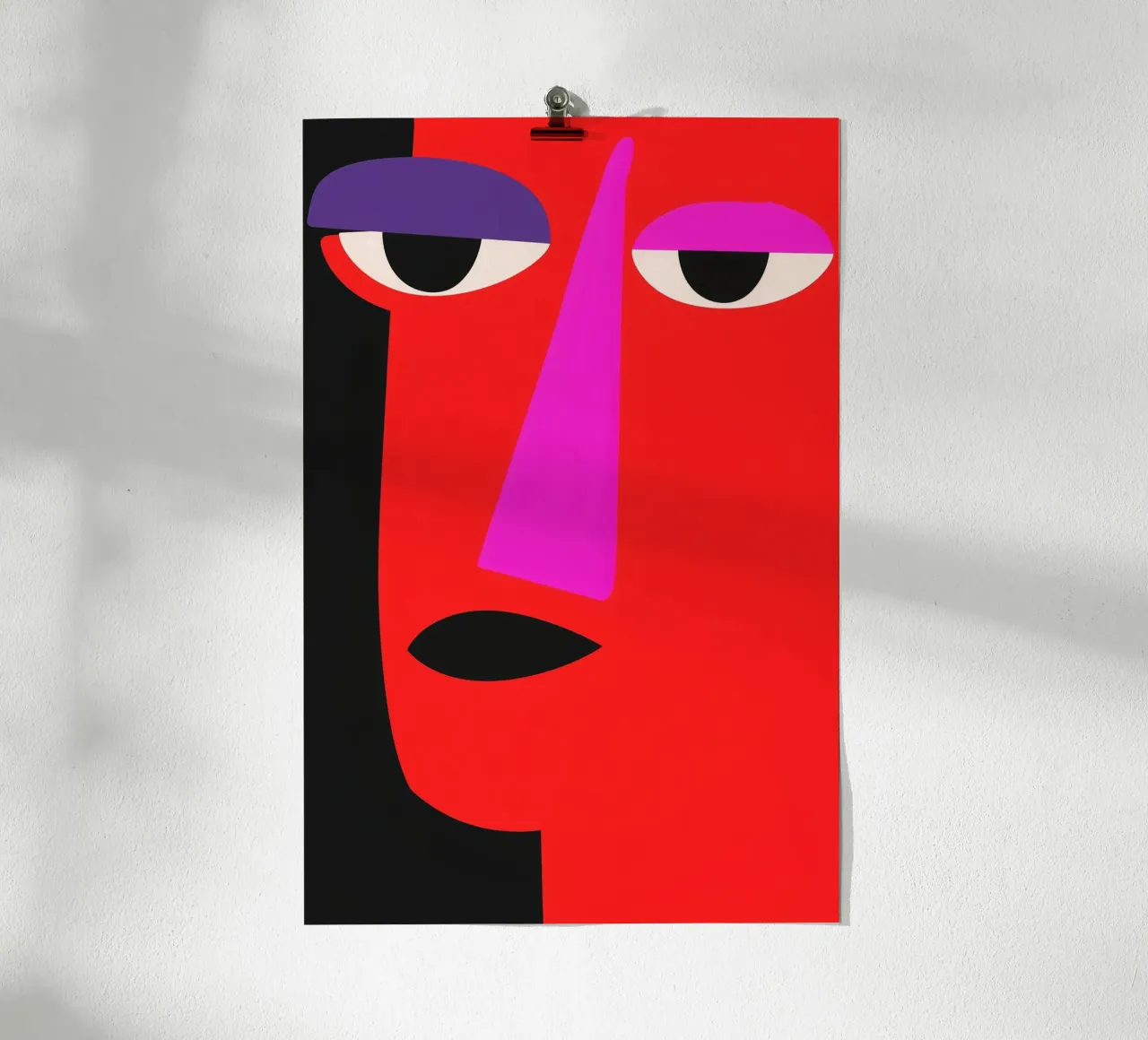Minimalist portrait of a woman in cubist style poster with aluminum frame by Autofocus