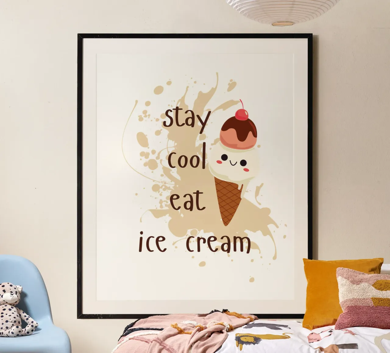 STARE AL FRESCO MANGIARE IL GELATO poster con telaio in plastica da ArtDesign by KBK