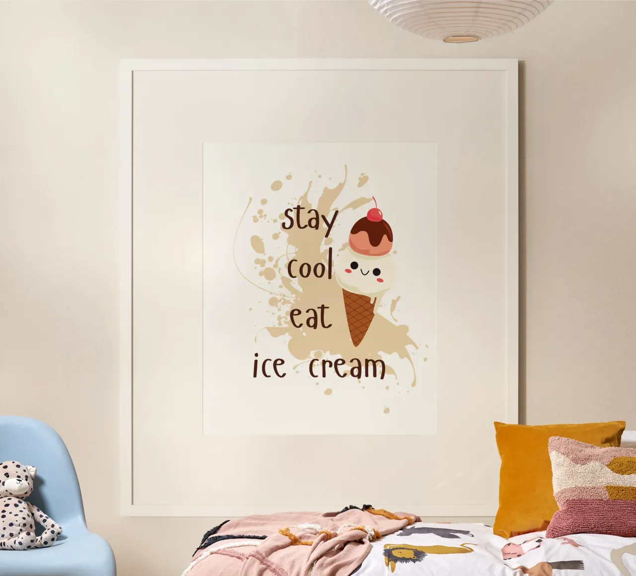 STARE AL FRESCO MANGIARE IL GELATO poster con telaio in plastica da ArtDesign by KBK