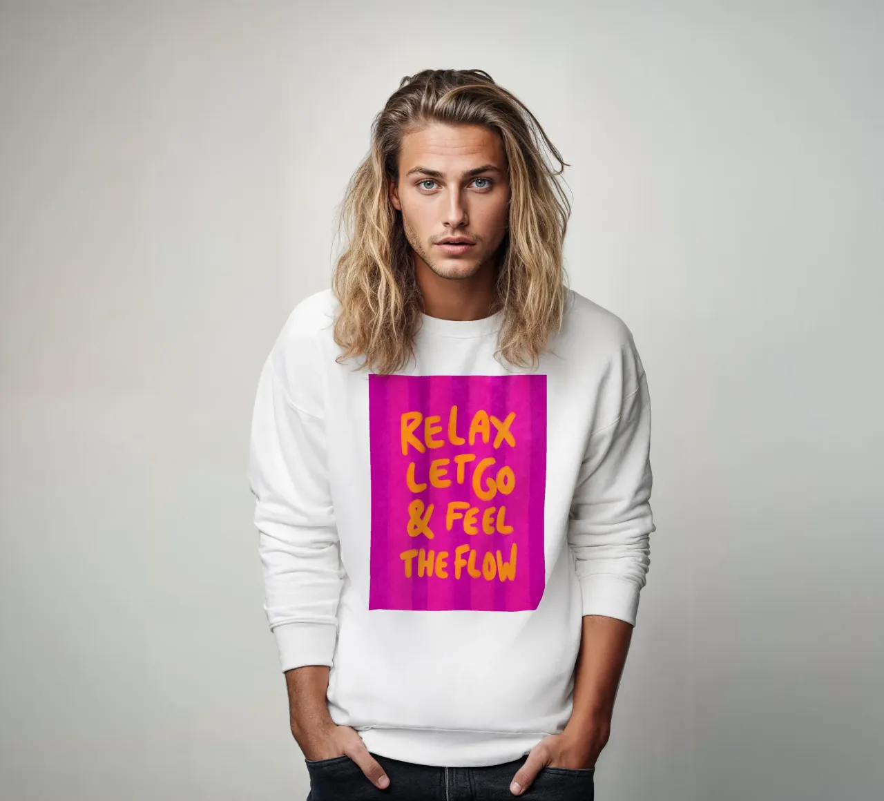 Relax, let go and feel the flow sweatshirt by Illustration Raissa Oltmanns
