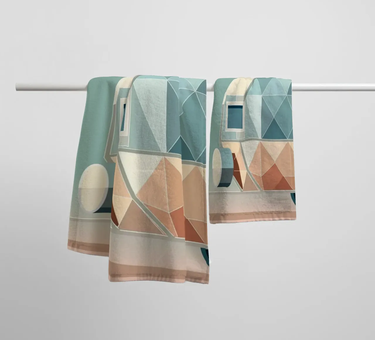 Panda on bicycle with caravan - Charming travelling design towel by namosh