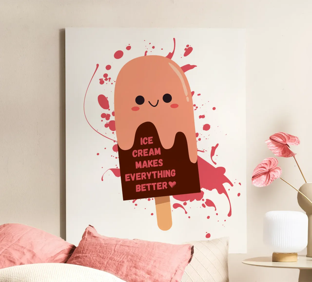 ICE CREAM MAKES EVERYTHING BETTER canvas with Floater frame by ArtDesign by KBK