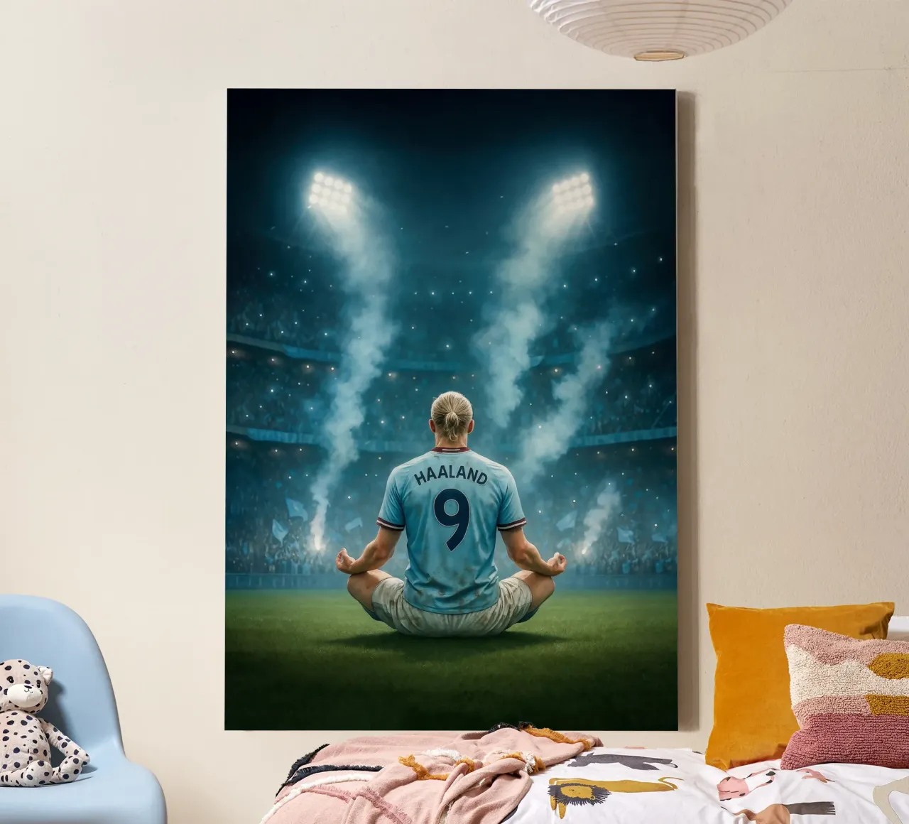 Erling Haaland Poster - Zen Viering & Doelgerichtheid canvas met Baklijst van Lootprint