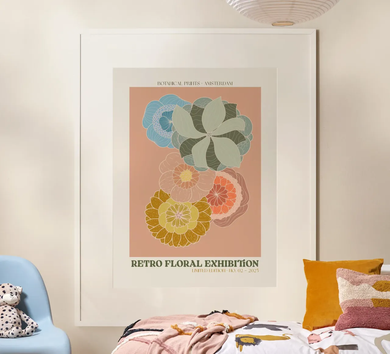 Retro Floral Exhibition No 08 poster con telaio in alluminio da treechild