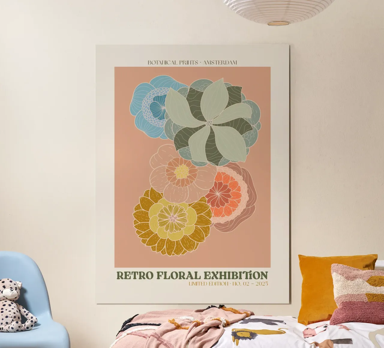 Retro Floral Exhibition No 08 poster con telaio in alluminio da treechild