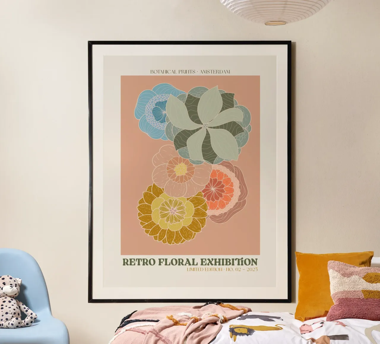 Retro Floral Exhibition No 08 poster con telaio in alluminio da treechild
