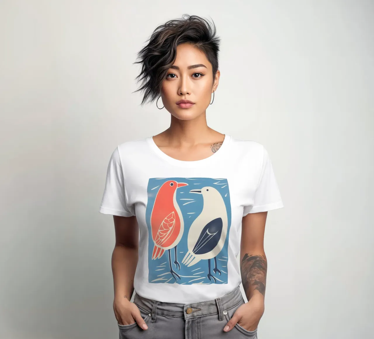 Grappig zeemeeuwenballet | Decoratieve kunstdruk dames t-shirt getailleerd van Autofocus