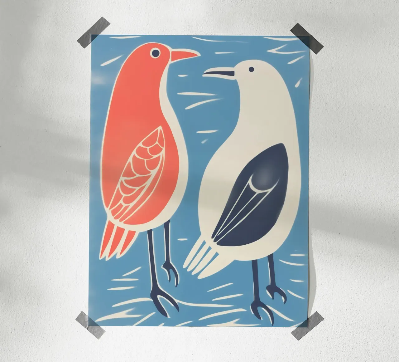 Grappig zeemeeuwenballet | Decoratieve kunstdruk hahnemühle van Autofocus