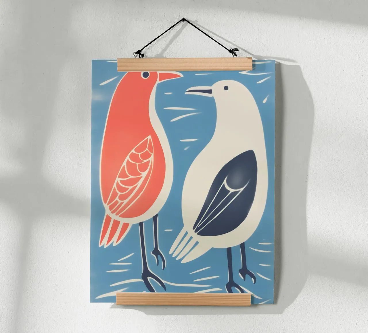 Grappig zeemeeuwenballet | Decoratieve kunstdruk hahnemühle van Autofocus