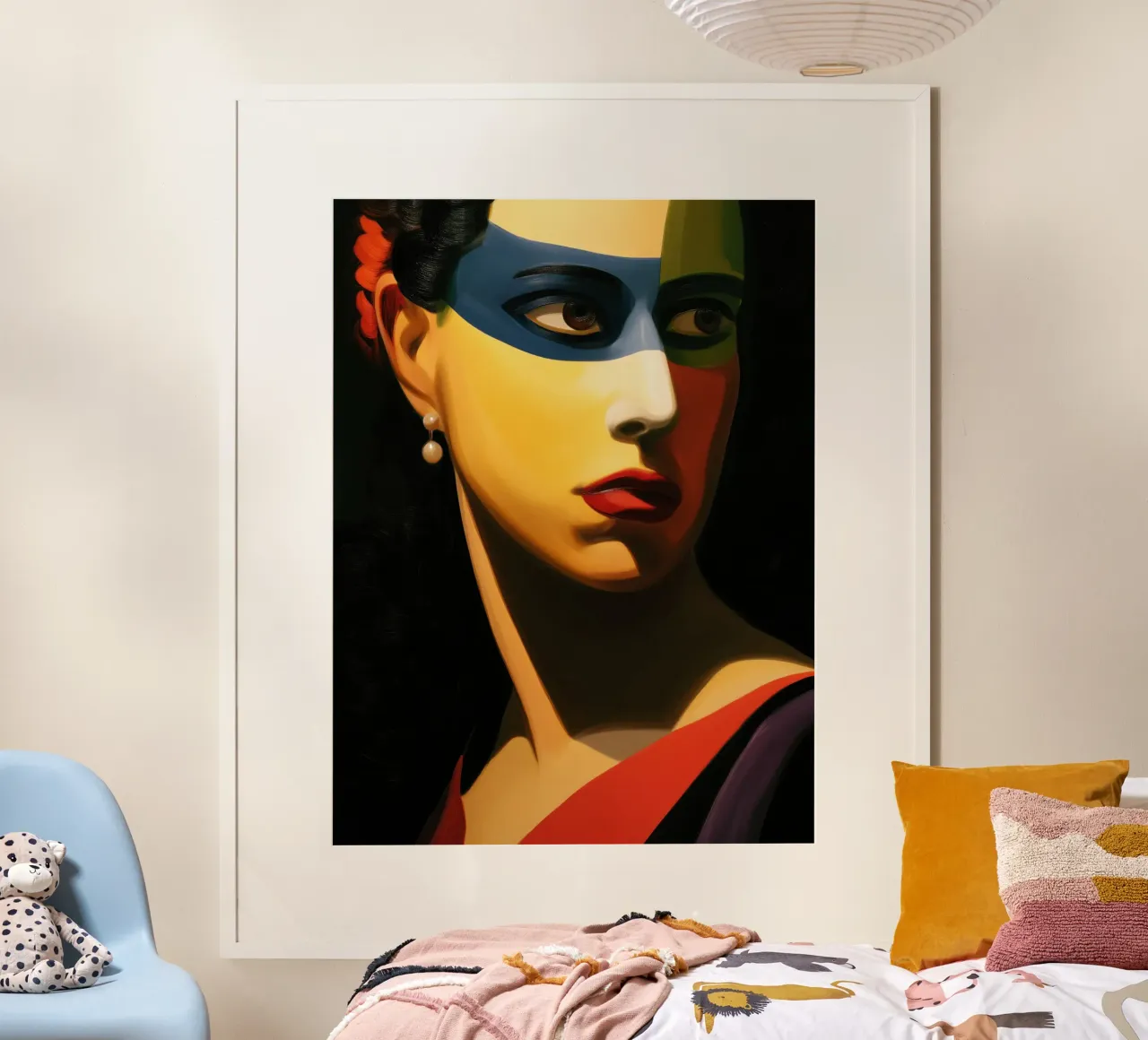 Ritratto erotico di donna con maschera per gli occhi | Quadro su tela poster con telaio in plastica da Autofocus