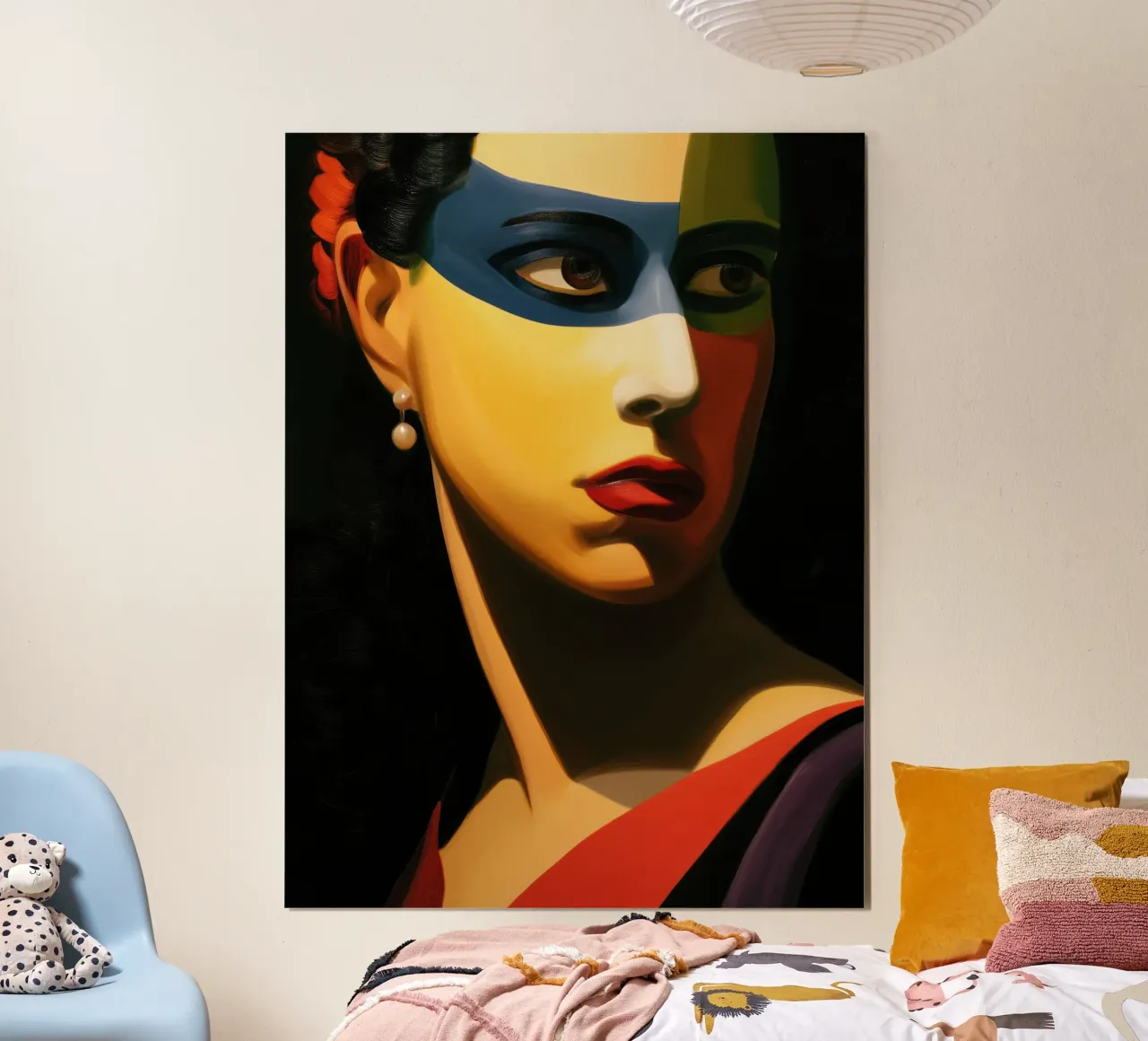 Ritratto erotico di donna con maschera per gli occhi | Quadro su tela poster con telaio in plastica da Autofocus