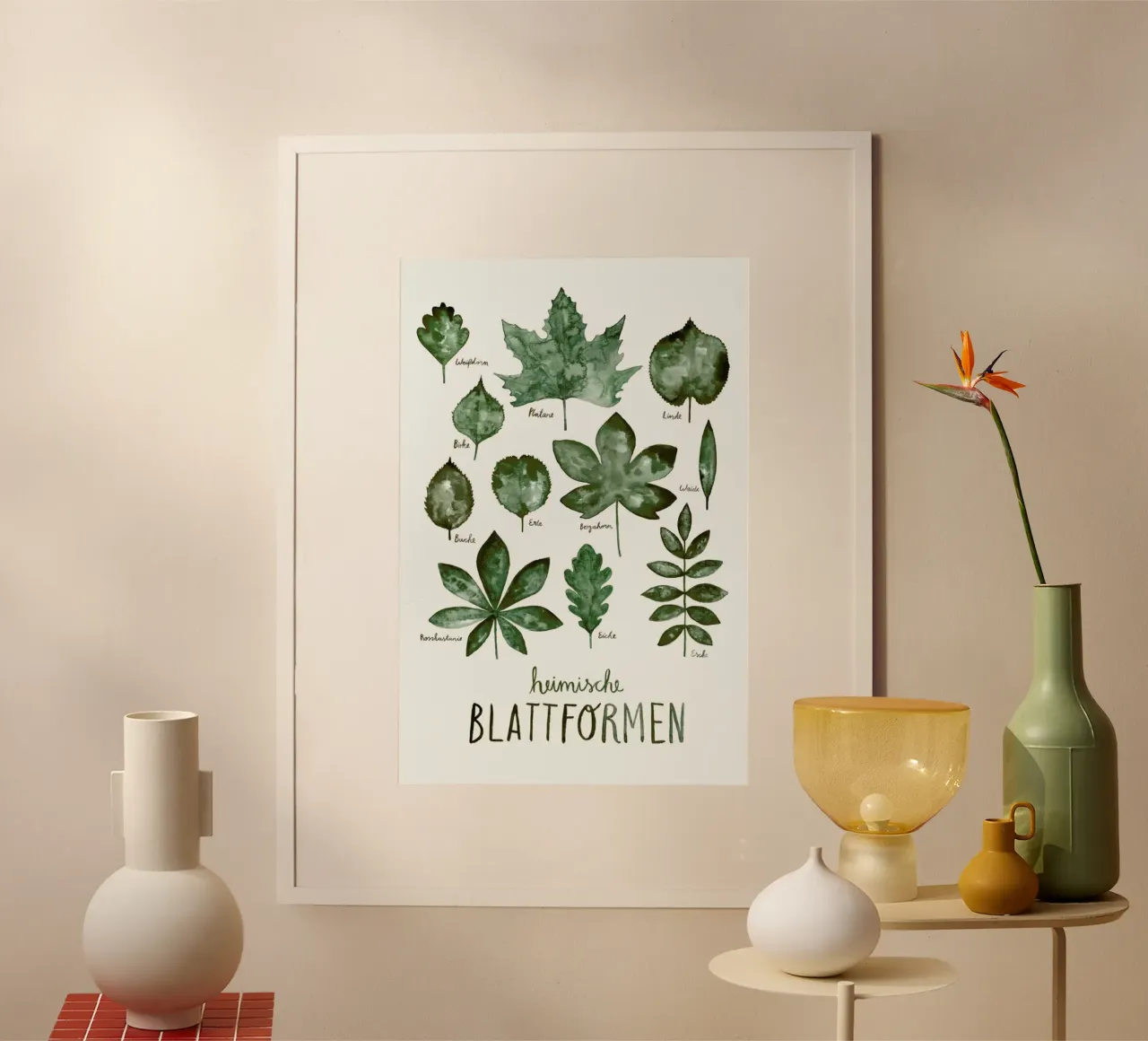 Blattformen poster met aluminium frame van typealive