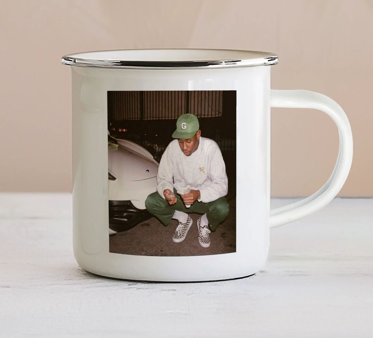 Tyler che conta i soldi tazza in smalto da Witon name shop