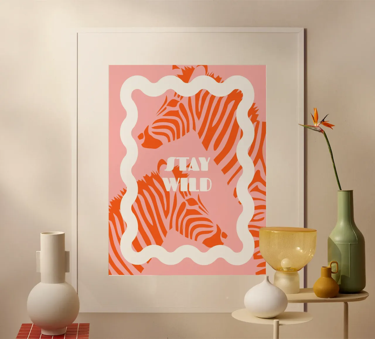 Stay wild poster avec cadre en bois de Bureau Purpur