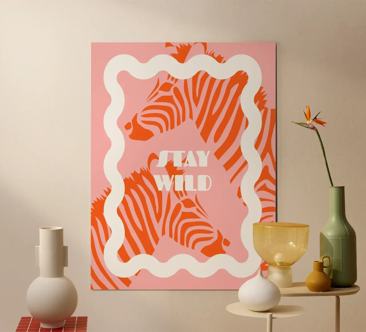 Stay wild poster avec cadre en bois de Bureau Purpur