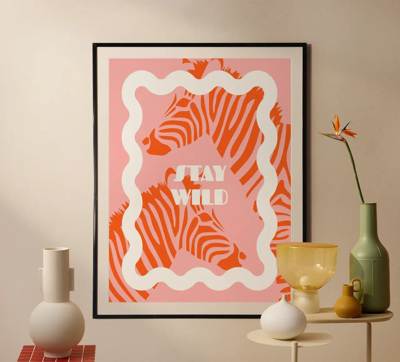 Stay wild poster avec cadre en bois de Bureau Purpur