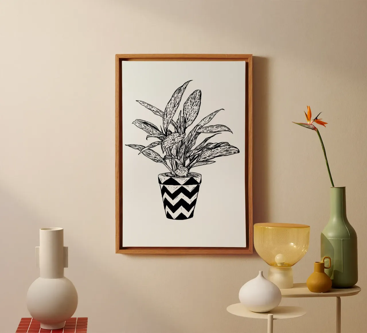 Chinese Evergreen tela con Cornice a cassetta da Nick Cocozza