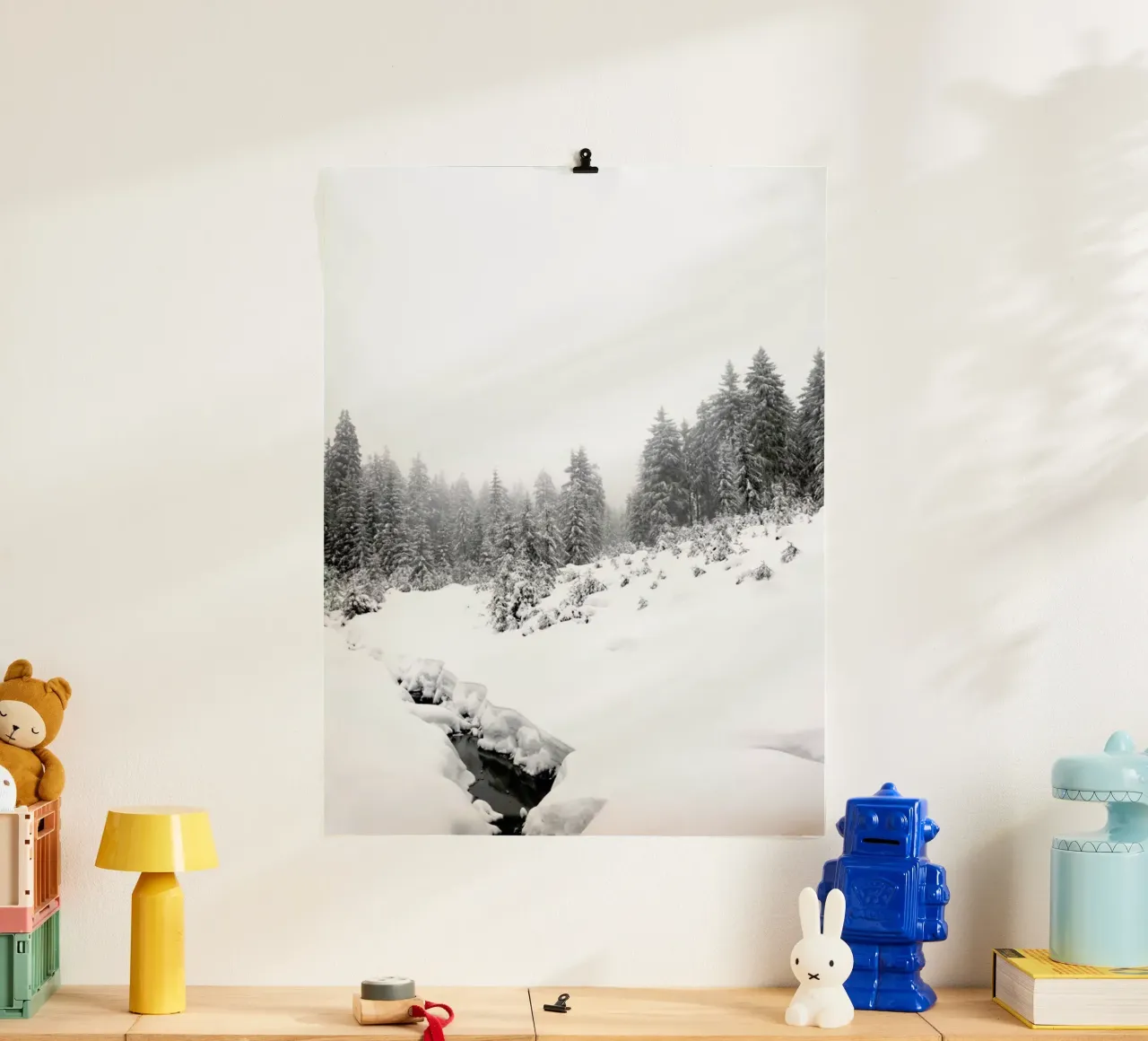 Black River, White Winter Forest Poster von Studio Nahili