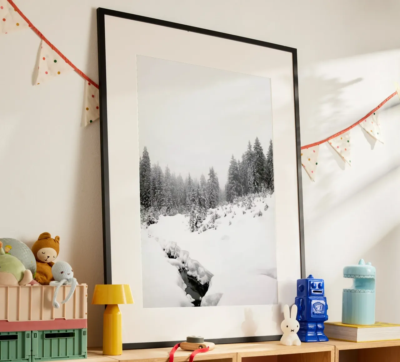 Black River, White Winter Forest Poster von Studio Nahili