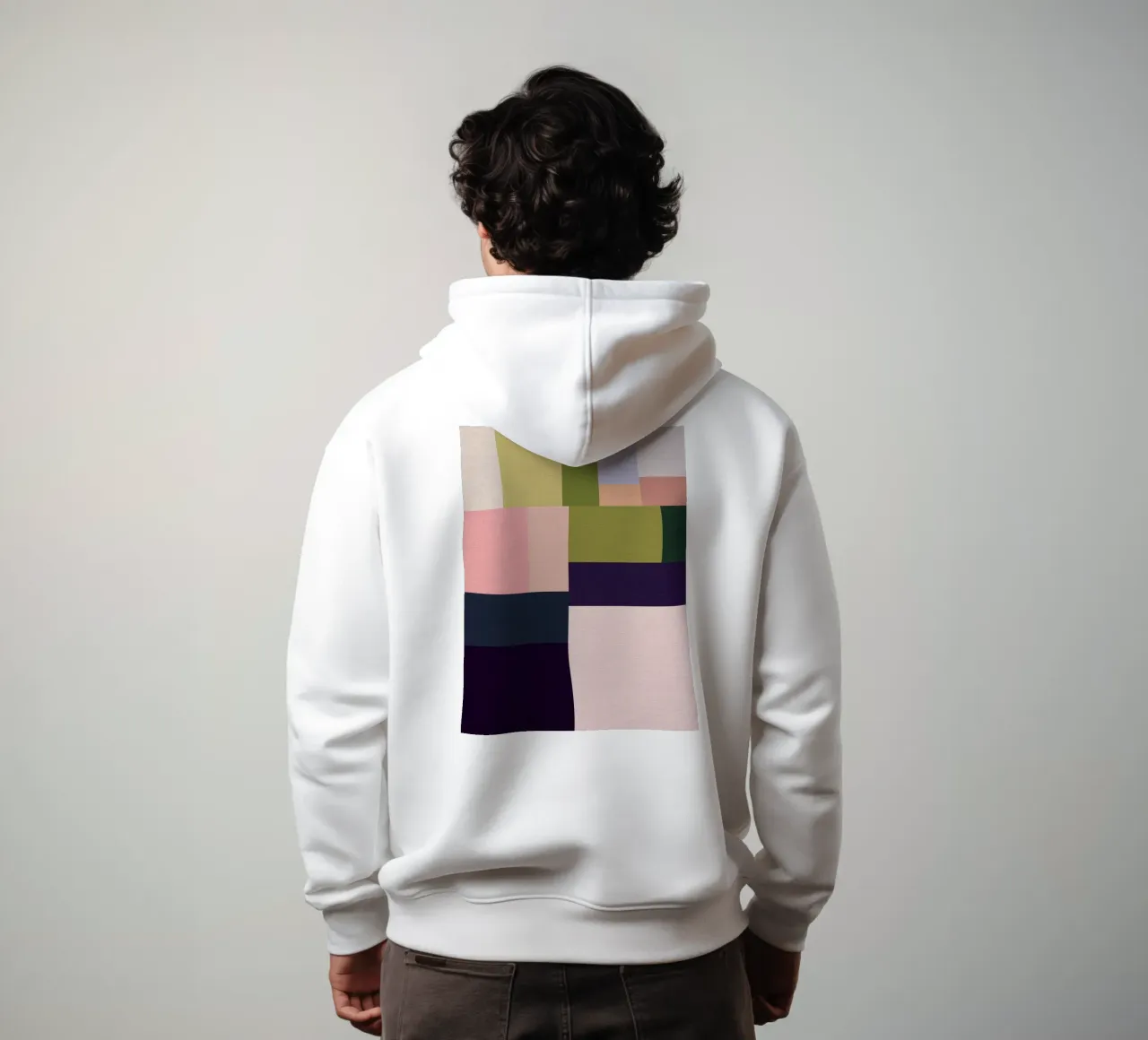 Geometría bohemia de mediados de siglo - Campos de verano en rosa, verde sudadera con capucha de Dominique Vari Abstract