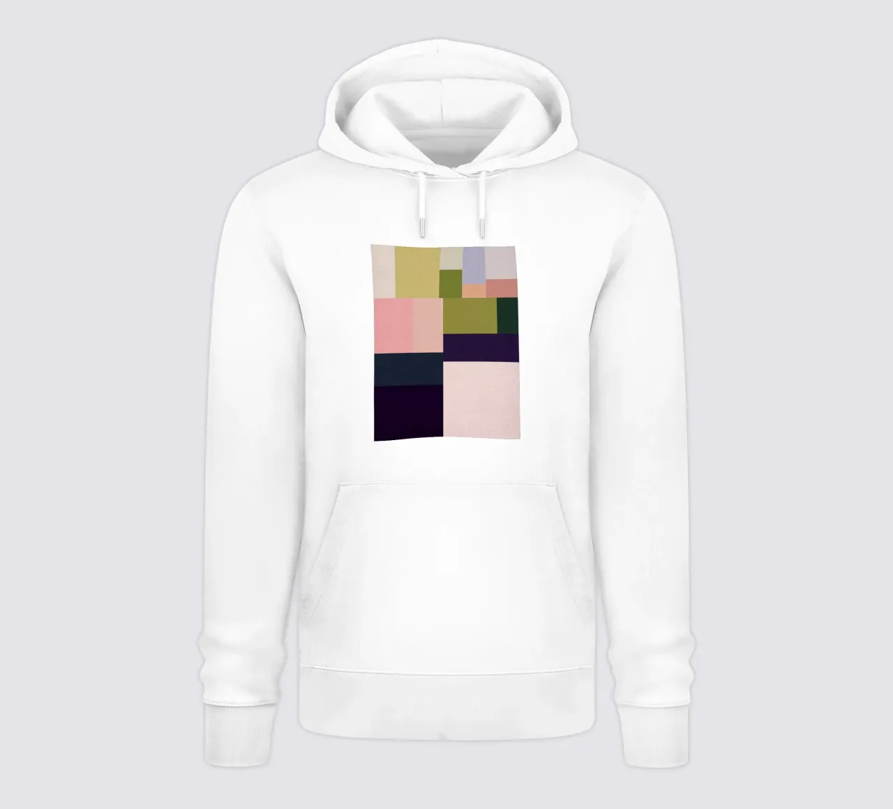Geometría bohemia de mediados de siglo - Campos de verano en rosa, verde sudadera con capucha de Dominique Vari Abstract