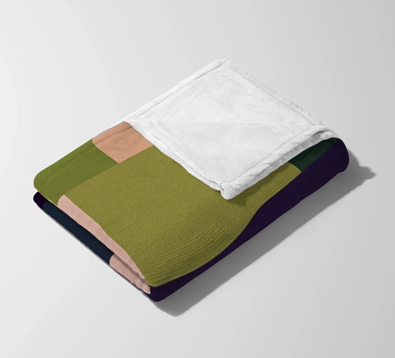Mid-Century Bohemian Geometry • Summer Fields in Pink, Green fleece blanket by Dominique Vari Abstract