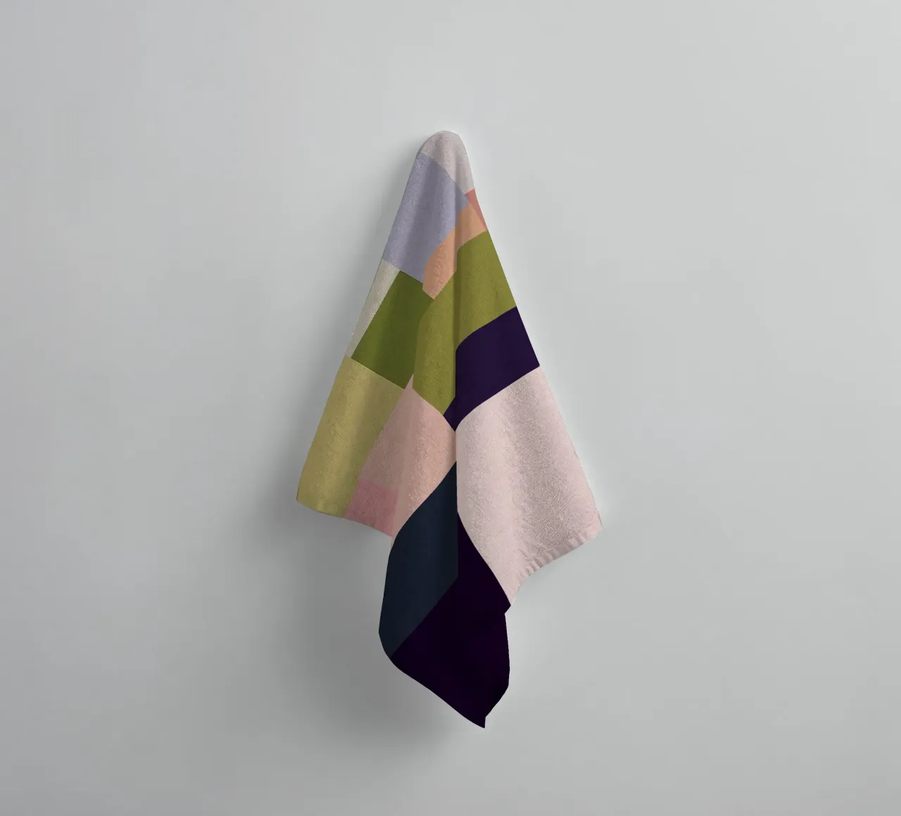 Mid-Century Bohemian Geometry • Summer Fields in Pink, Green towel by Dominique Vari Abstract