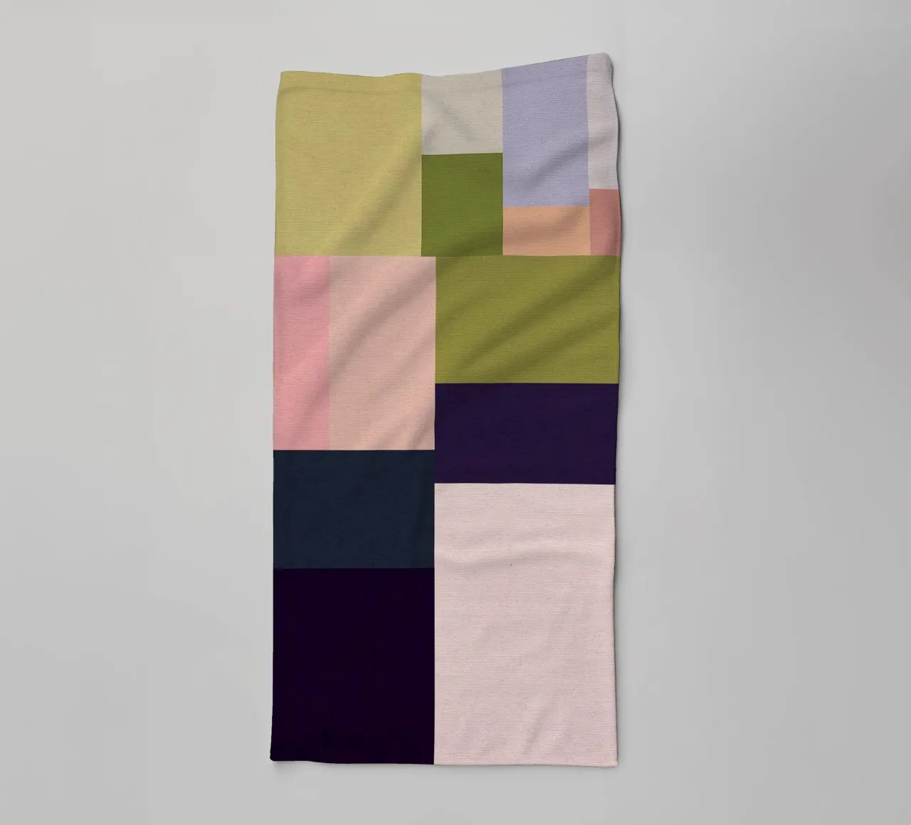 Mid-Century Bohemian Geometry • Summer Fields in Pink, Green towel by Dominique Vari Abstract