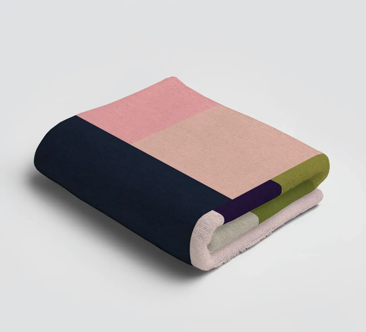 Mid-Century Bohemian Geometry • Summer Fields in Pink, Green towel by Dominique Vari Abstract