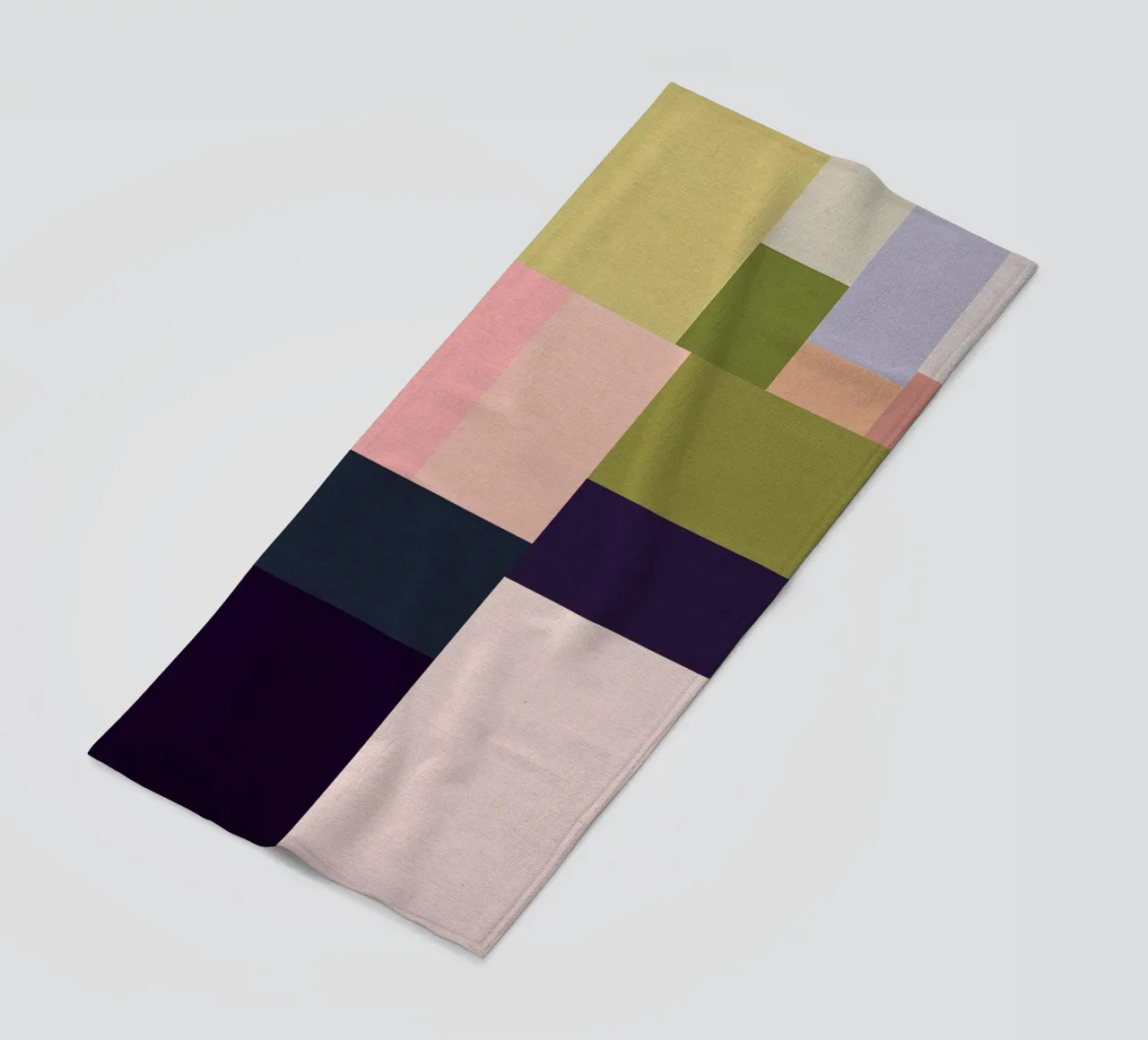 Mid-Century Bohemian Geometry • Summer Fields in Pink, Green beach towel by Dominique Vari Abstract