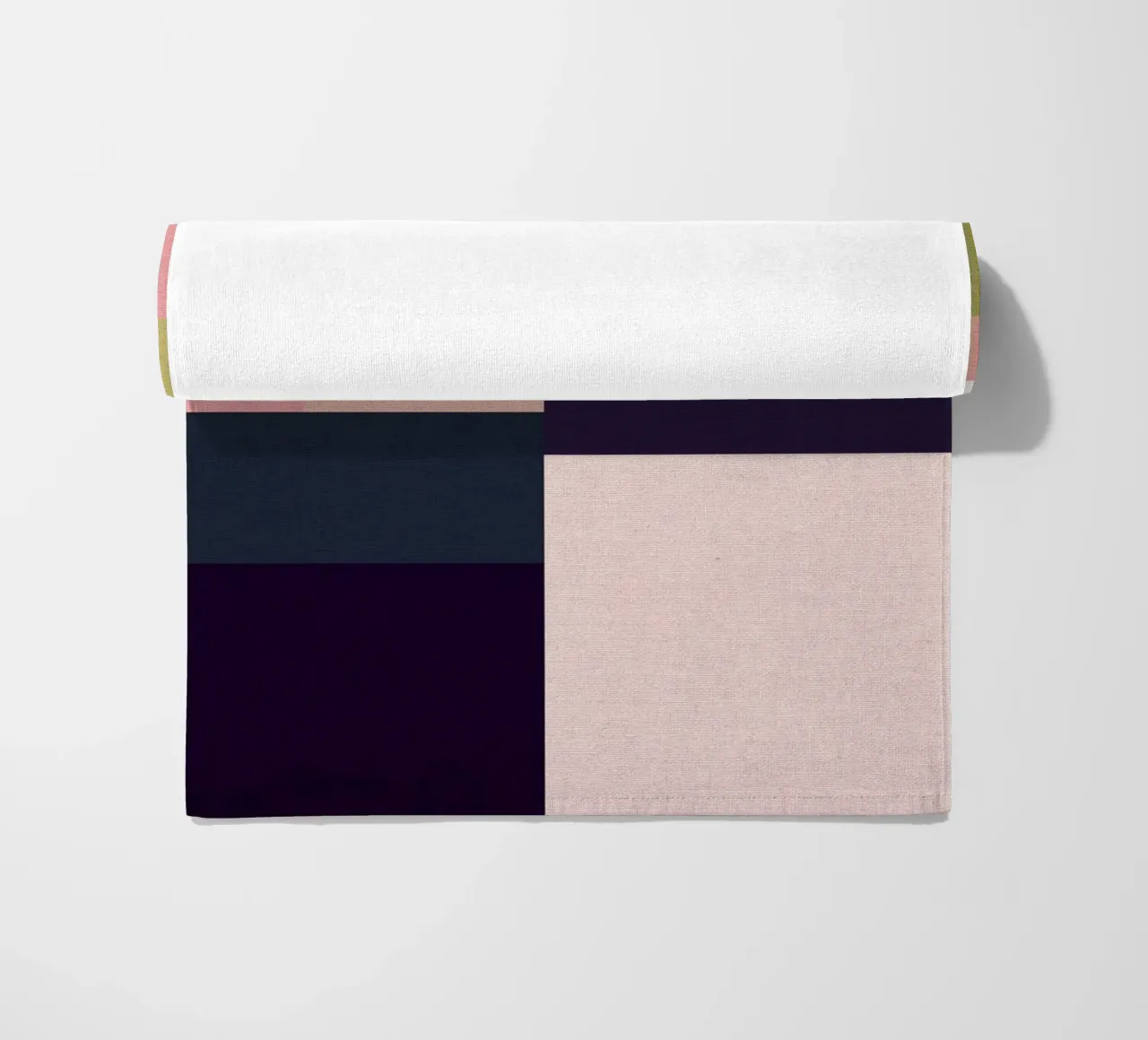 Mid-Century Bohemian Geometry • Summer Fields in Pink, Green beach towel by Dominique Vari Abstract
